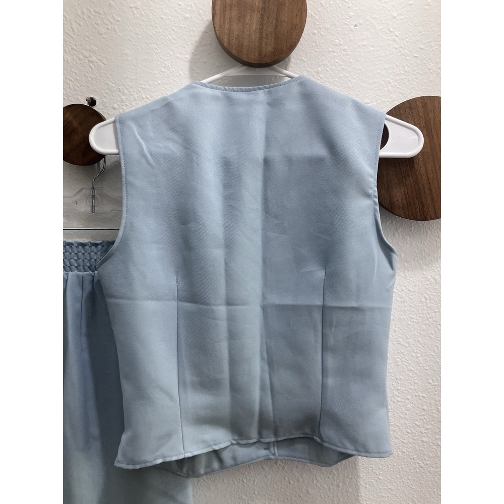 VTG 1970s Women's XS/S 2 Piece Set Powder Blue Button Up Vest & Wide Leg Pants - Picture 8 of 16